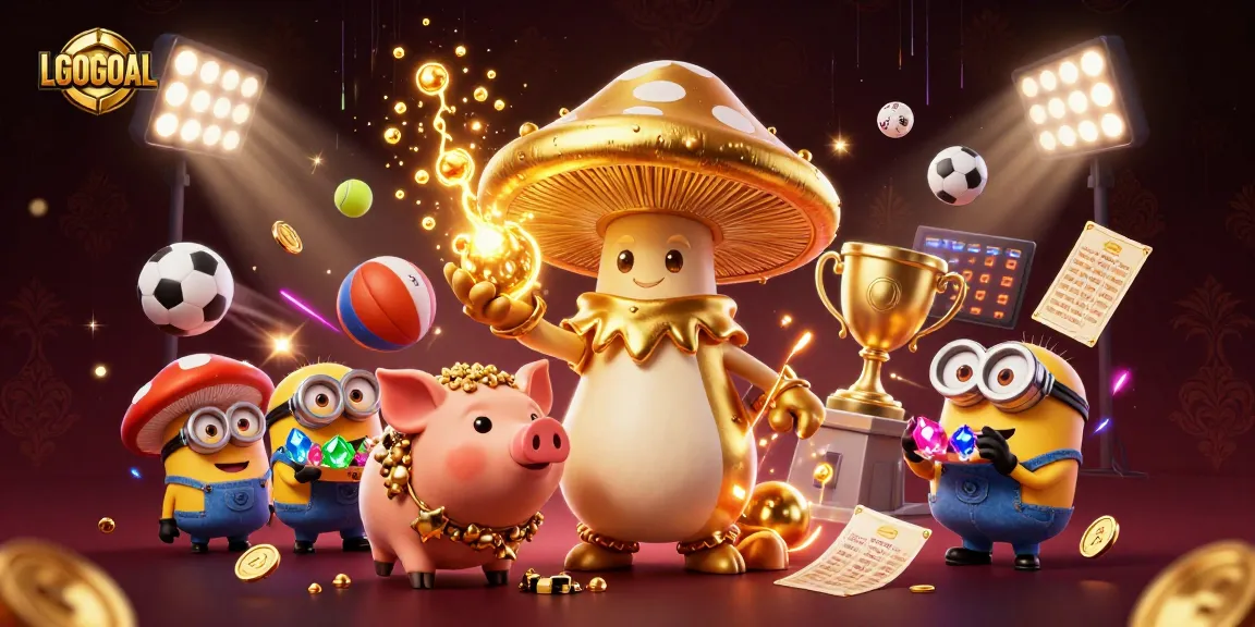 Experience the magic of LGOGOAL as a golden wizard commands riches, surrounded by dynamic sports betting elements.