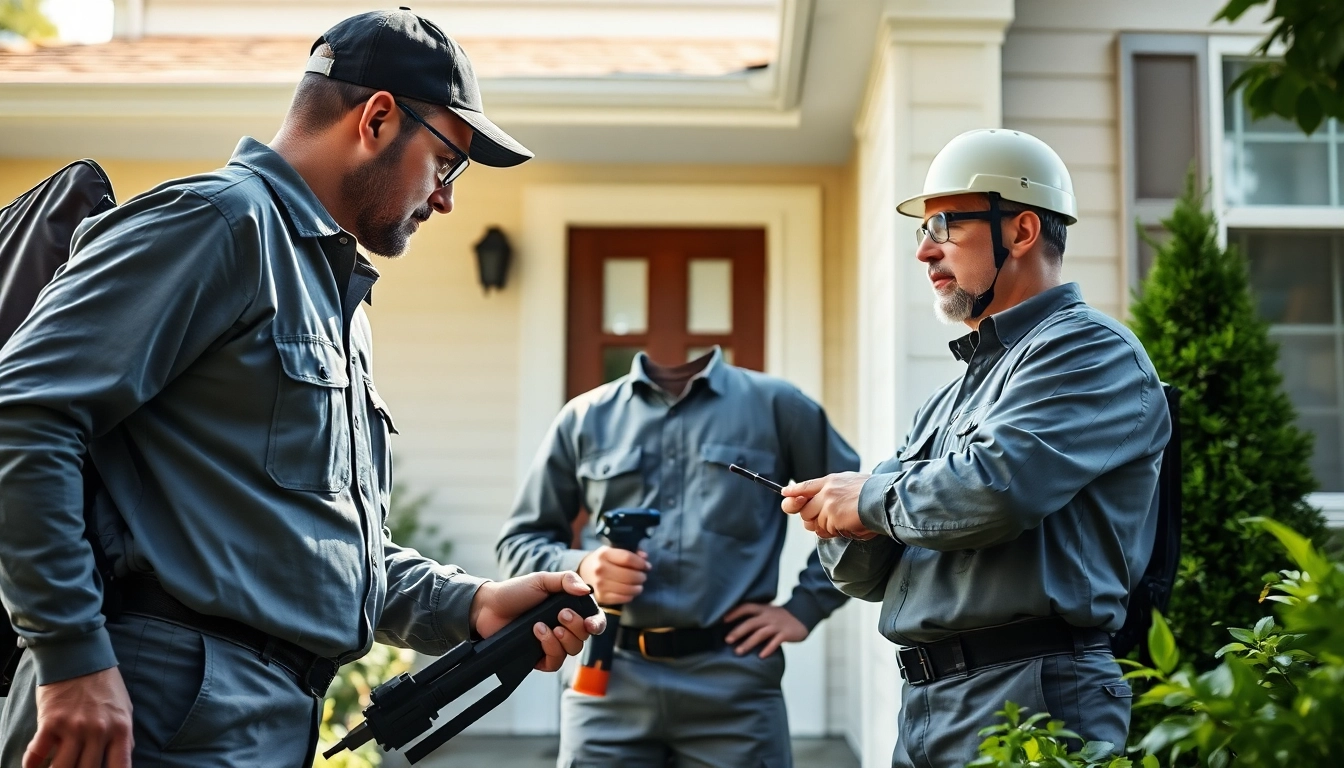 Ensure effective cheap pest control service with professionals inspecting for pests at a home.