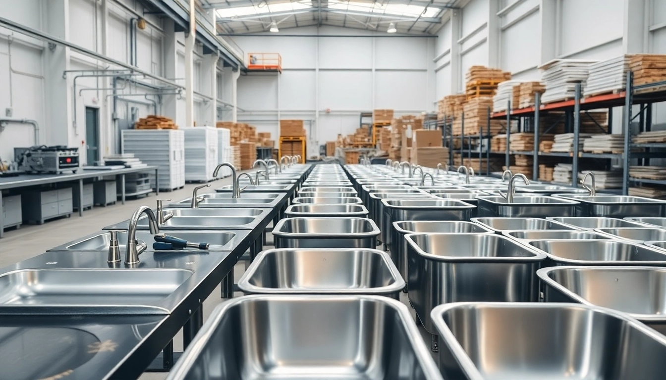 Showcasing various polished products in a stainless steel basin factory.