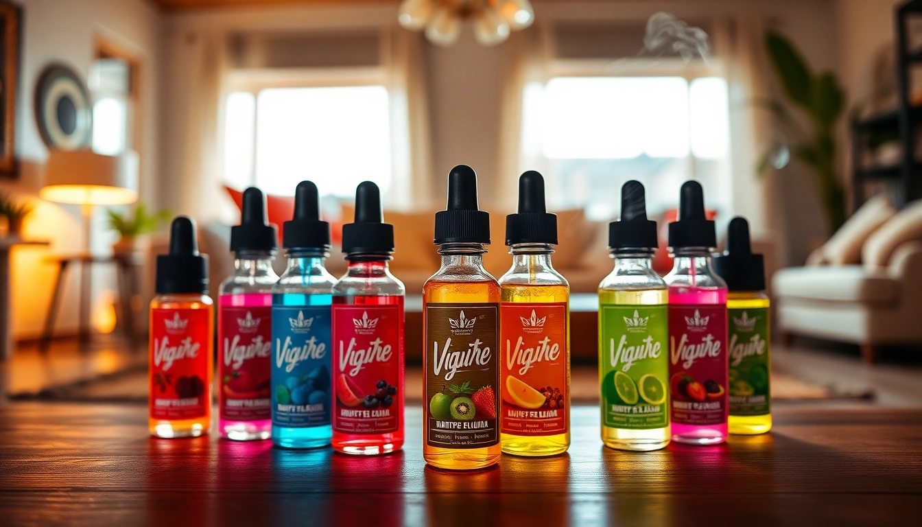 Der Vape Liquid zeigt verschiedene bunte Flaschen und schafft eine einladende Atmosphäre.