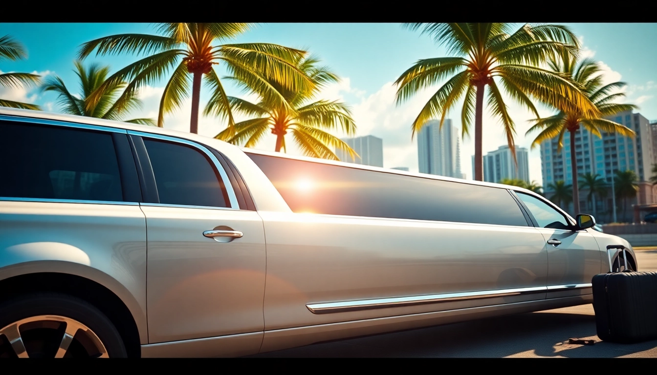 Experience luxury with our limo service Miami Florida featuring a sleek, elegant limousine.