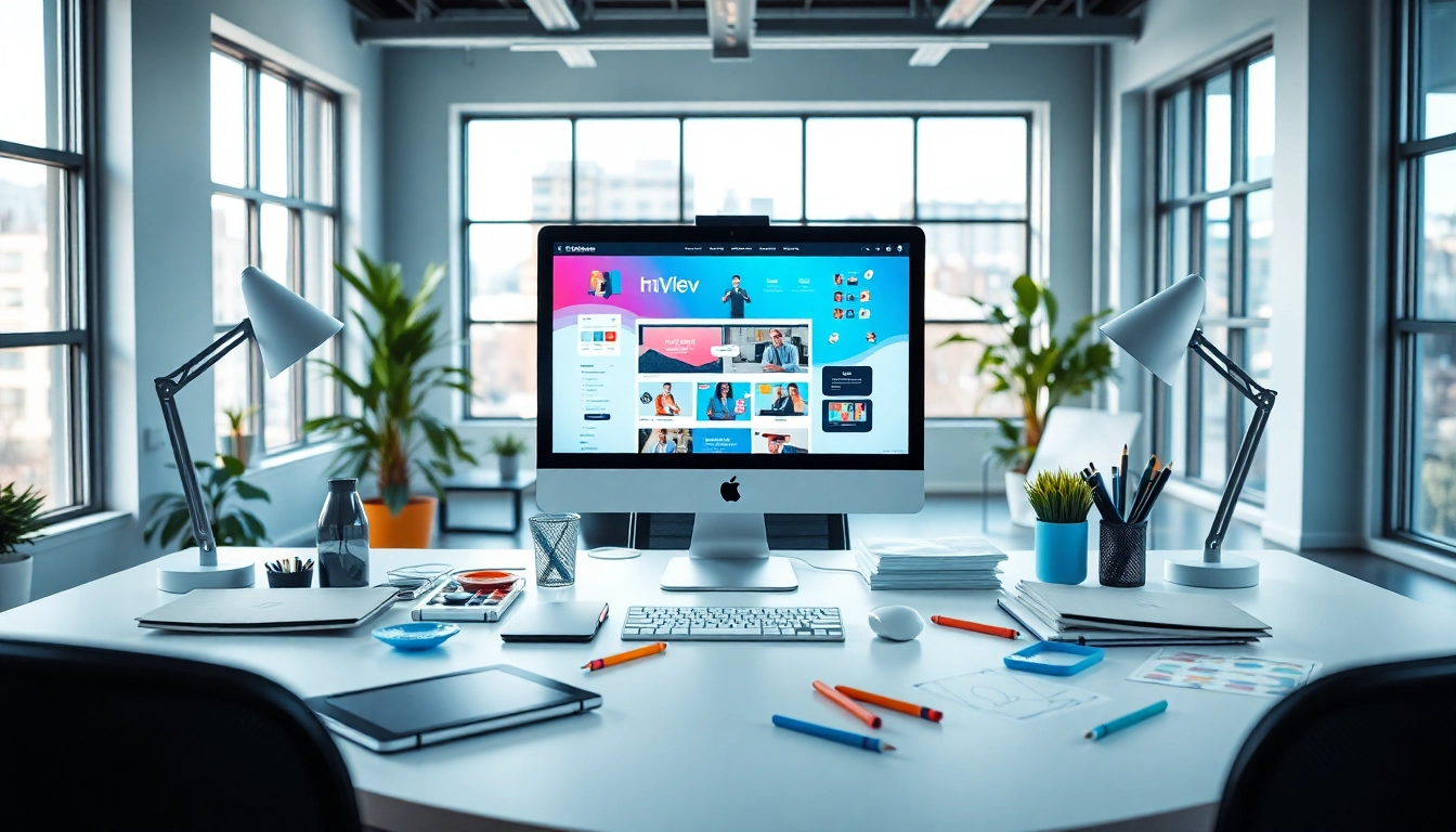 Webdesign Agentur kreative Arbeitsplatz mit modernen Designelementen.