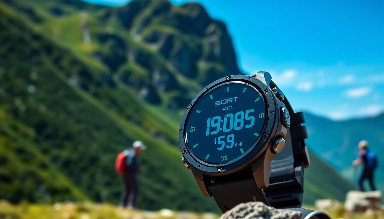 View of Explorer Plus GPS Smart Watch showcasing its features during outdoor activity.