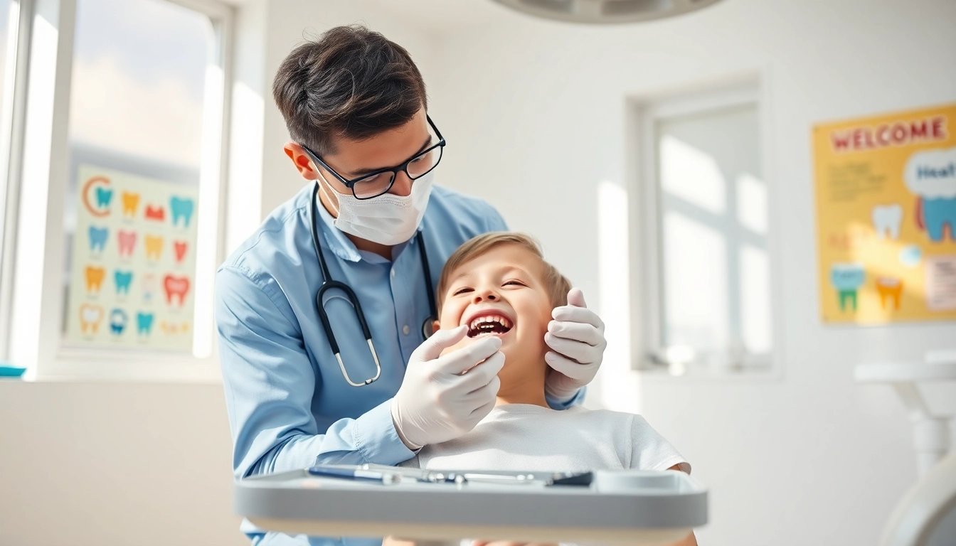 Early orthodontic treatment Hawthorn with a caring orthodontist assessing a child's dental health.