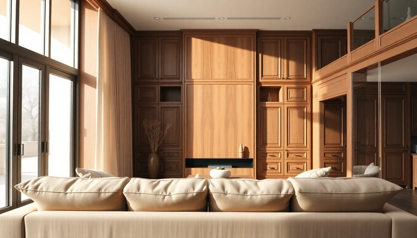 Highlighting interior architectural woodwork in a stylish living room with elegant details.
