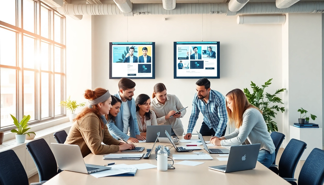 Creative session at a web design company showcasing teamwork and innovation.