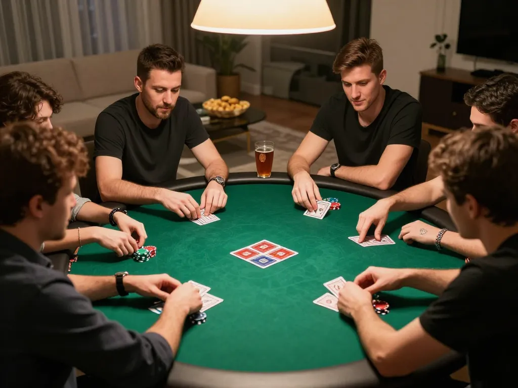 Players enjoying an exciting poker night while browsing thehiddenwiki for strategies