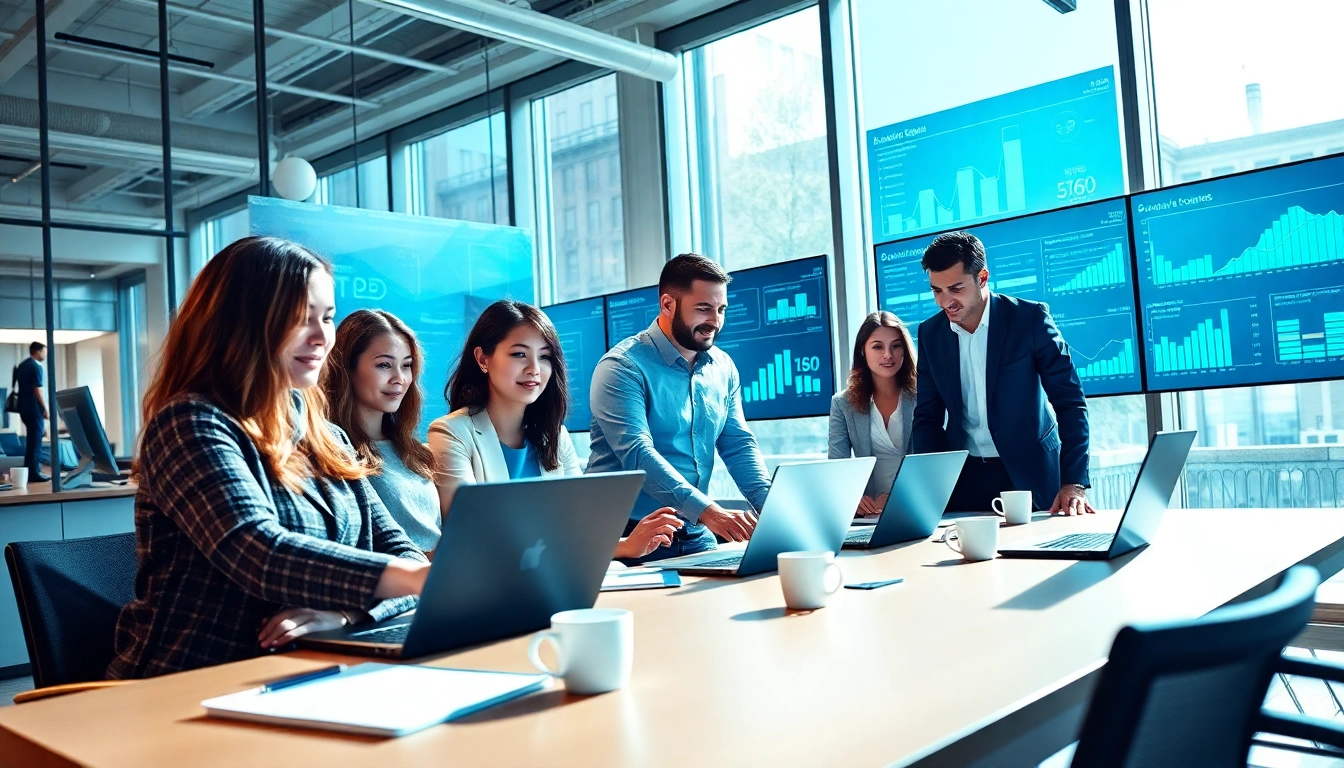 Collaborative team discussing Business IT Solutions in a modern office setting.