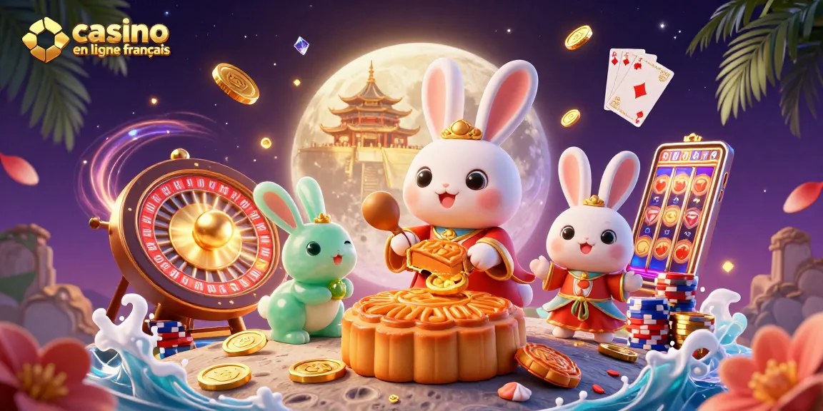 Découvrez le casino en ligne français avec une illustration dynamique de personnages ludiques et d'éléments de casino
