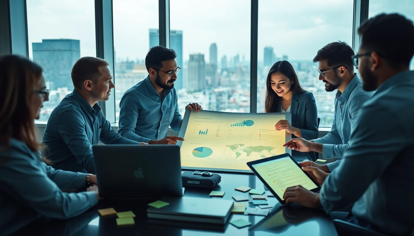Conducting a Content Gap Analysis with a team in a modern office setting.