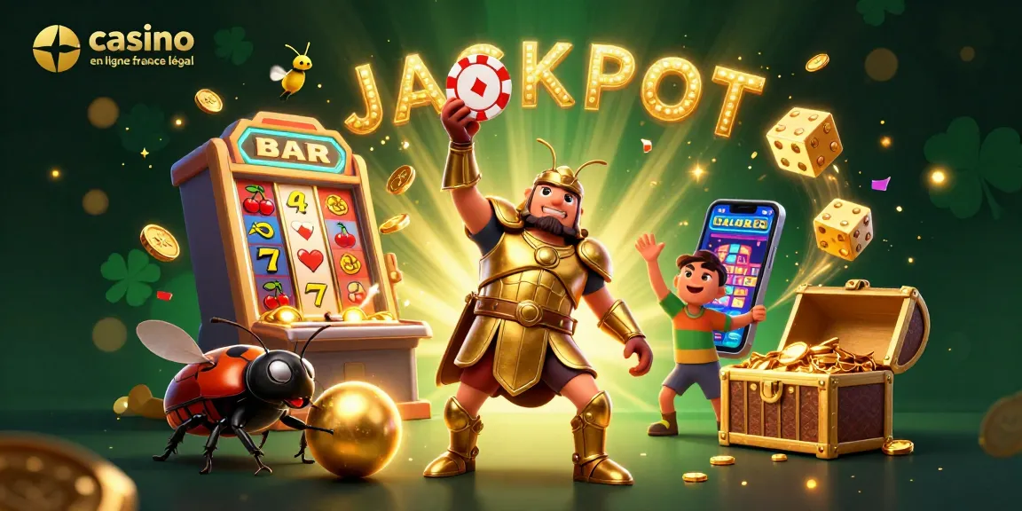 Profitez du casino en ligne France légal en découvrant une scène dynamique avec des personnages captivants célébrant le jackpot.