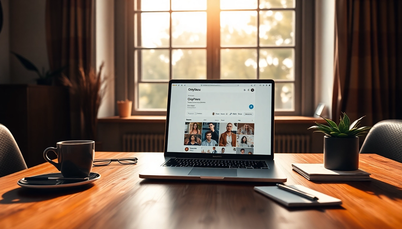 onlyfans reverse image search tool displayed on a laptop in a modern workspace