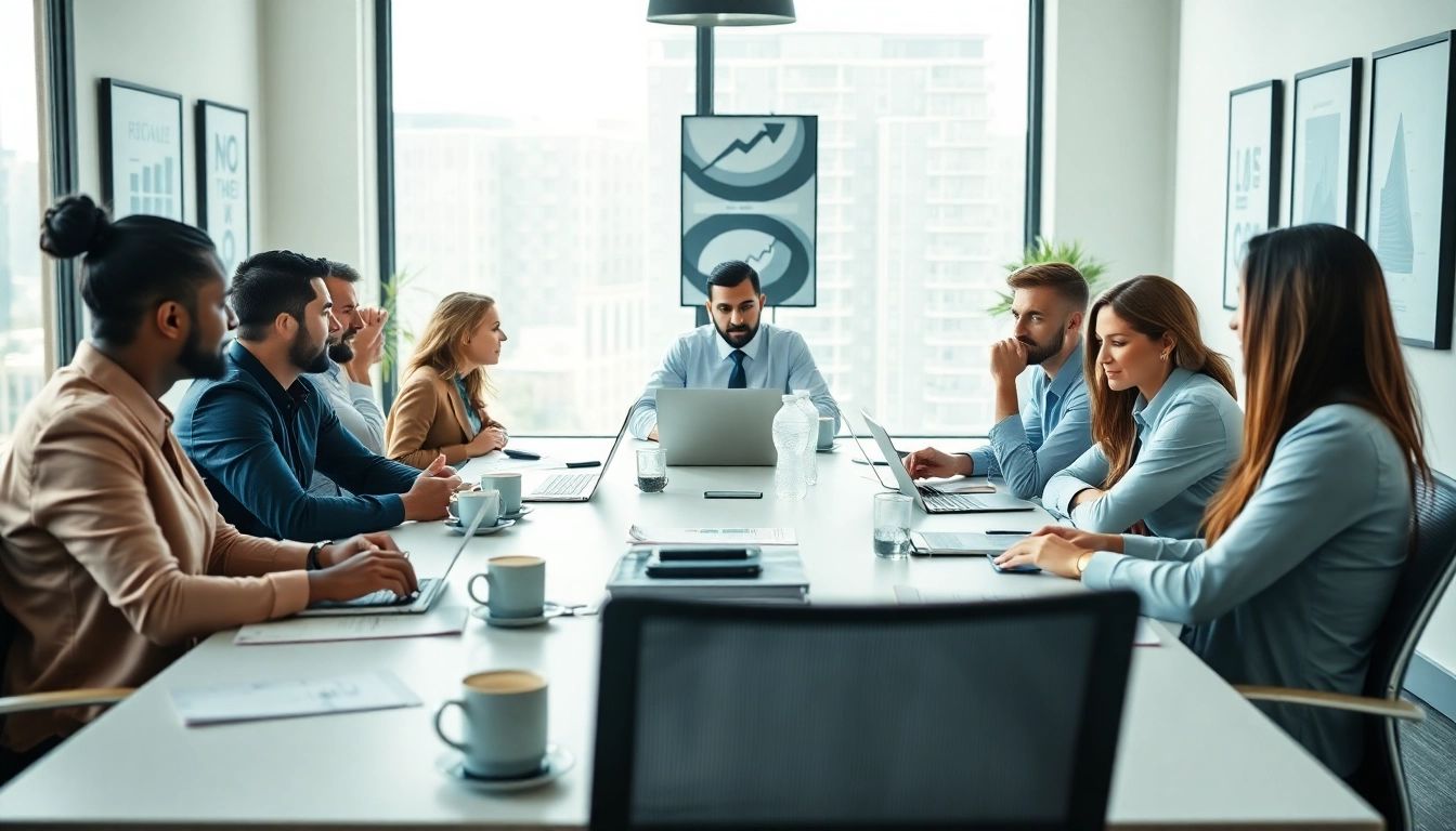 Discussing growth strategy trends with a diverse team in a vibrant office environment.