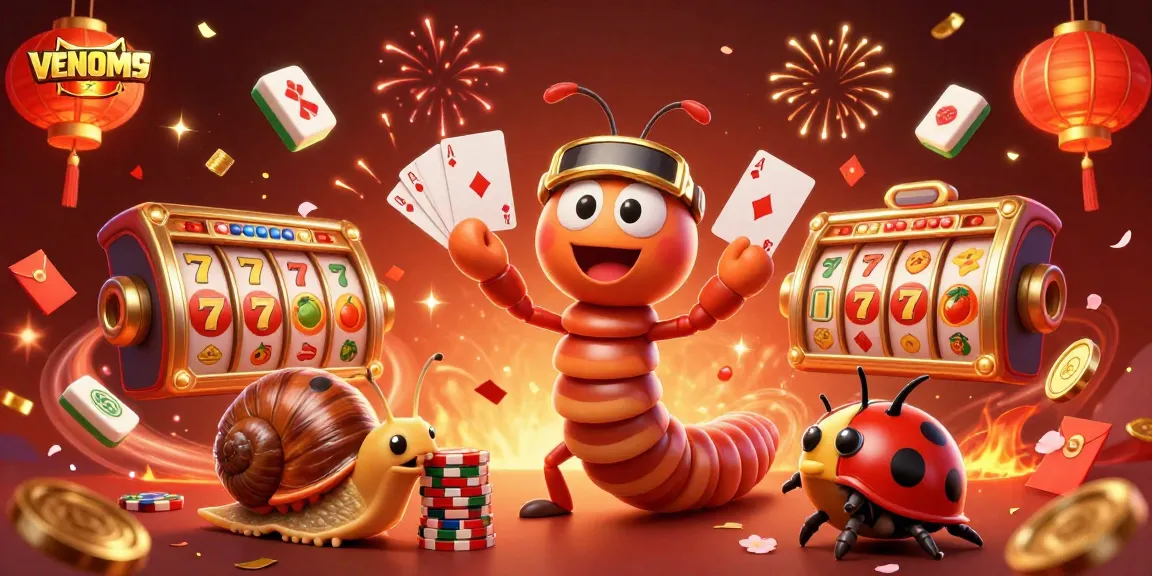 Play exciting games and win big with VENOM889, featuring vibrant characters and dynamic casino elements.