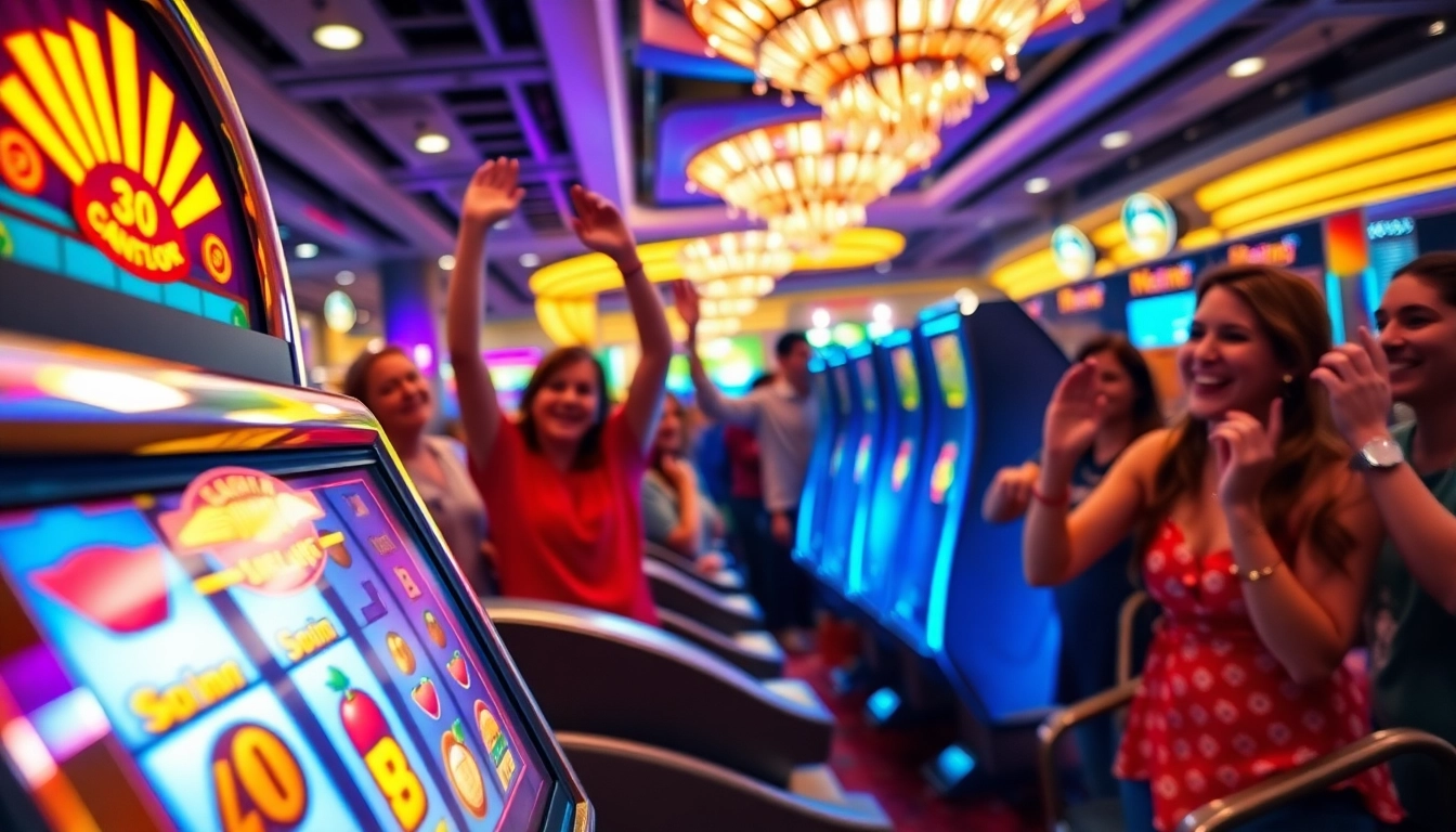 Engaging scene of players enjoying a slot in a vibrant casino atmosphere.