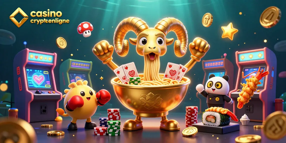 Vivez l'univers des jeux à casino crypto en ligne avec cette illustration dynamique et colorée.