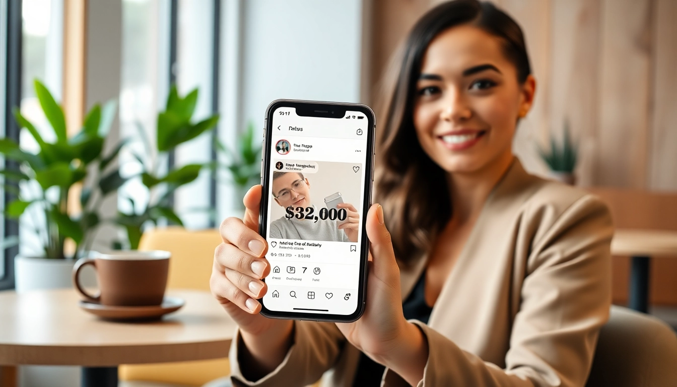 インスタ いいね 購入を理解し、魅力的な環境で成長を目指すインフルエンサーの姿。