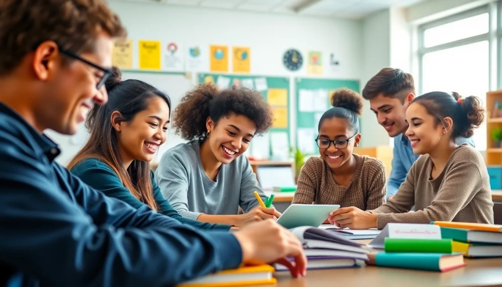 Engaging students exploring the world of Education through collaborative projects in a bright classroom.