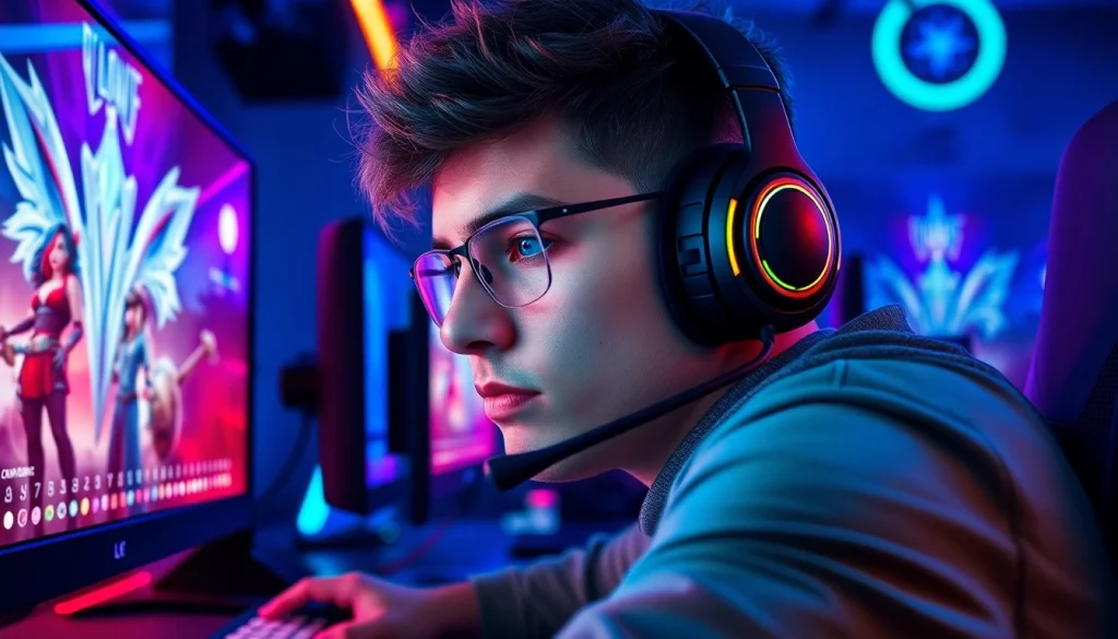 Experience the excitement of a Valorant download as a gamer plays in a vibrant esports setup.