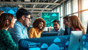 Engaging IT professionals collaborating in a modern office environment showcasing Managed IT Services Tampa.