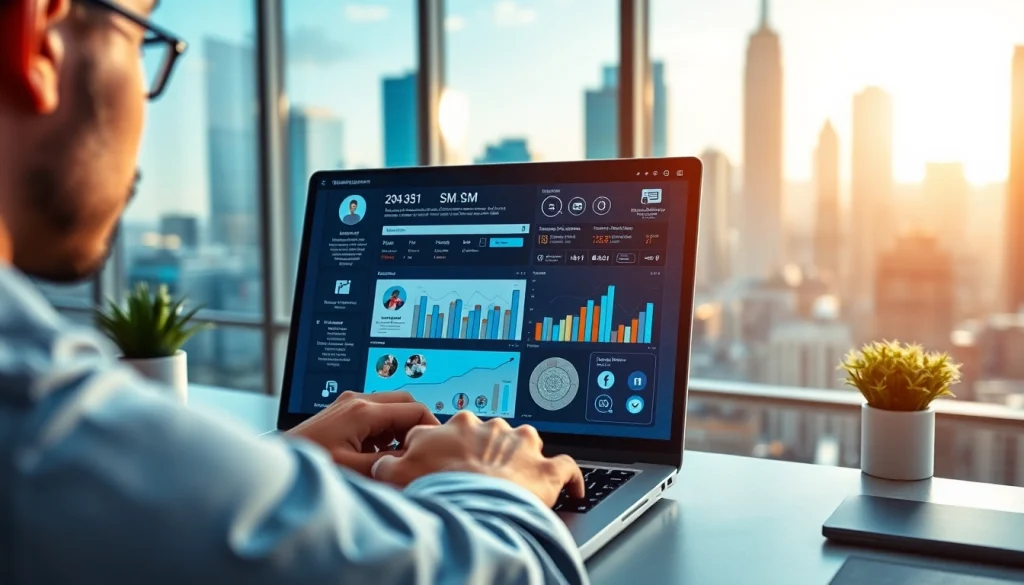 Manage Instagram smm panel efficiently with an engaging digital workspace illustration.