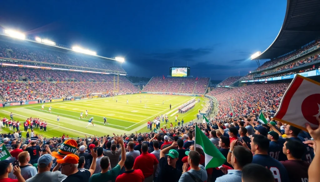 실시간 스포츠중계가 열리는 경기장에서 열광하는 팬들 모습