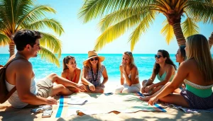 Engage with insider tips for Cabo in a sunny beach setting as a guide shares advice with enthusiastic travelers.