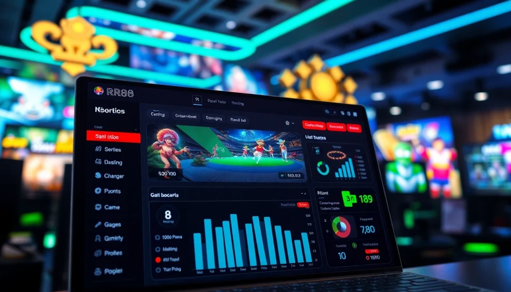 Interactive user dashboard displaying Nền Tảng RR88, showcasing vibrant gaming features and metrics.