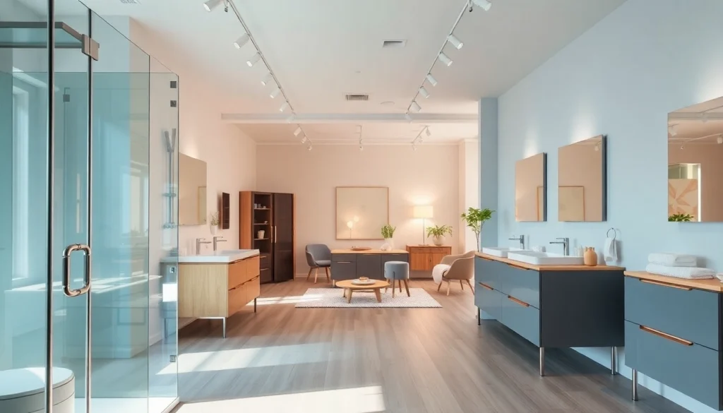 Präsentation der Badezimmerprodukte von sonni sanitär GmbH in einem modernen Showroom.