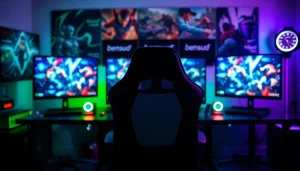 Jelajahi dunia bensu4d alternatif game dengan setup gaming yang futuristik dan energik.