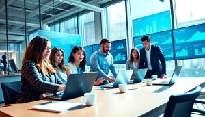 Collaborative team discussing Business IT Solutions in a modern office setting.