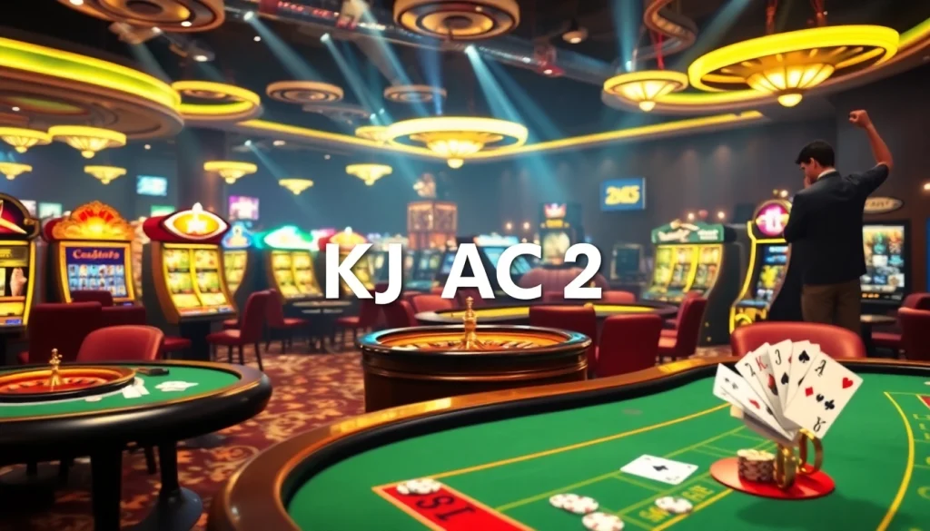 Engaging casino scene showcasing poker and roulette with KJC AC 2.