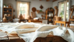 Bekijk ongebleekt katoen met natuurlijke textuur en zachte kleuren, perfect voor handwerkprojecten.