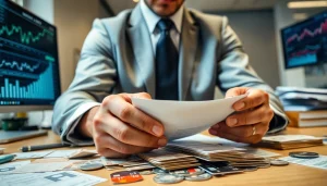 신용카드 현금화 과정에서 금융 전문가가 문서를 분석하는 모습