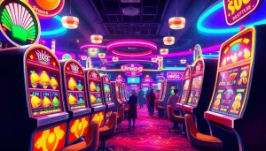 Rasakan keseruan Unogg slot game dengan mesin slot yang berwarna-warni dan suasana kasino yang meriah.