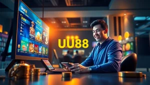 Engaging UU88 online gambling experience with vibrant gaming interface and user excitement.