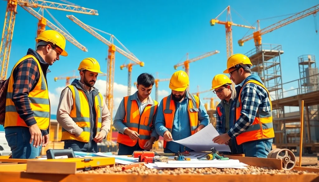 Apprentices engaging in hands-on training using das 142 for workforce dispatch at a construction site.