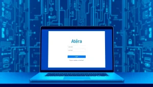 Atera login interface displayed on a laptop, highlighting secure access practices.