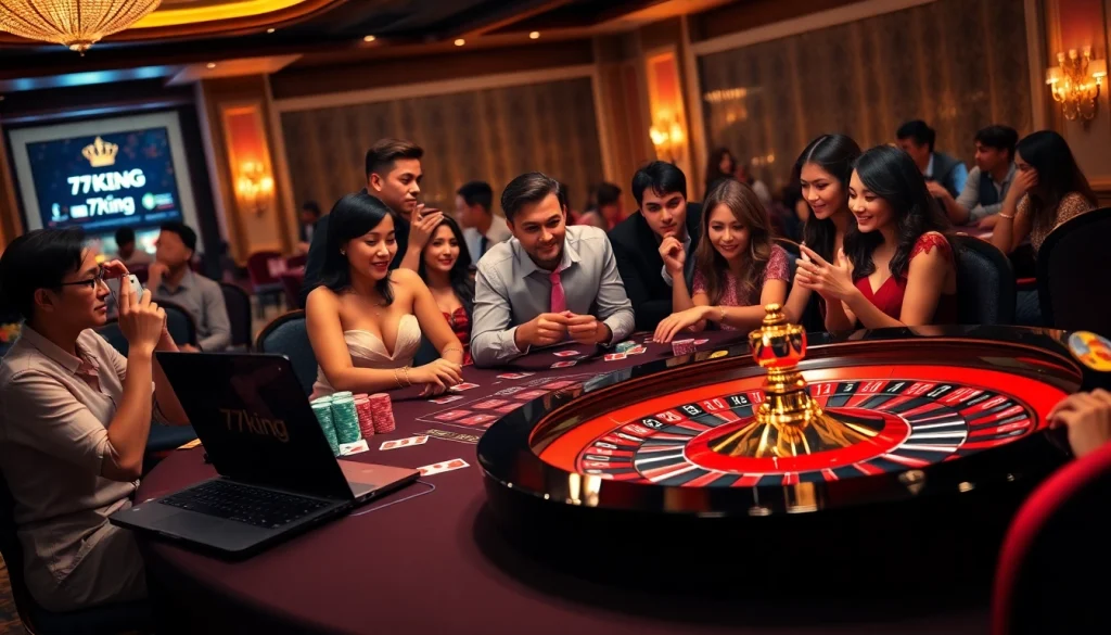 Experience the excitement of live gaming at 79king with vibrant poker chips and roulette wheels.