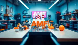 Bowling parts for AMF displayed on a modern workbench, showcasing quality and durability.