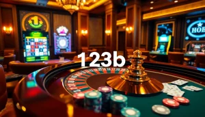 Experience thrilling gameplay at 123b casino with roulette and poker chips in a luxurious setting.