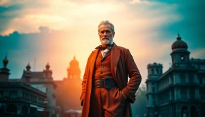 Job Charnock, founder kolkata, portrayed against Kolkata's historical skyline at dusk.