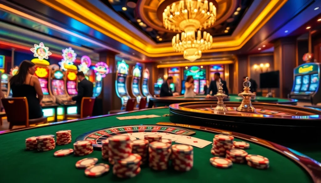 Exciting gameplay at Indibet casino with players engaged in live baccarat and roulette amidst a luxurious atmosphere.
