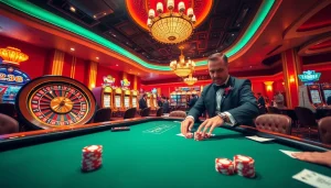 Experience thrilling gameplay at Hi88 with vibrant casino tables, dazzling slot machines, and engaging players.