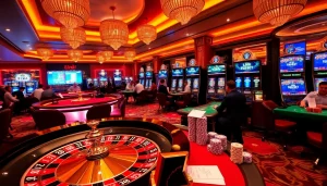 Experience the thrill of gambling with the Link F8BET at this luxurious casino setting.
