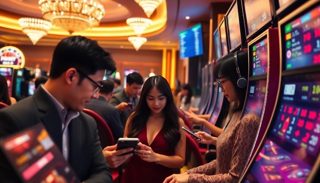 Experience the excitement of online gaming at https://mm88.agency/ with engaging players in a vibrant casino setting.