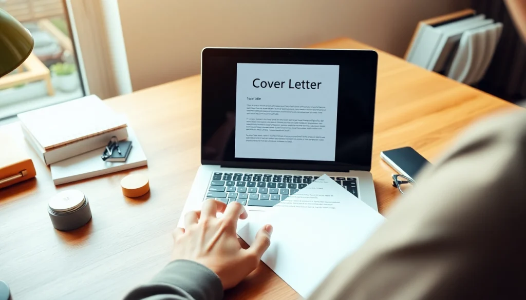 Craft a winning Cover Letter on a laptop at a stylish desk with natural lighting.