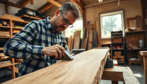 Carpentry Apprenticeship Near Me featuring a skilled craftsman working with wood in a bright workshop.