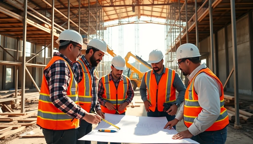 Construction association South Carolina showcases teamwork among skilled workers at a vibrant job site.