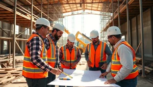 Construction association South Carolina showcases teamwork among skilled workers at a vibrant job site.